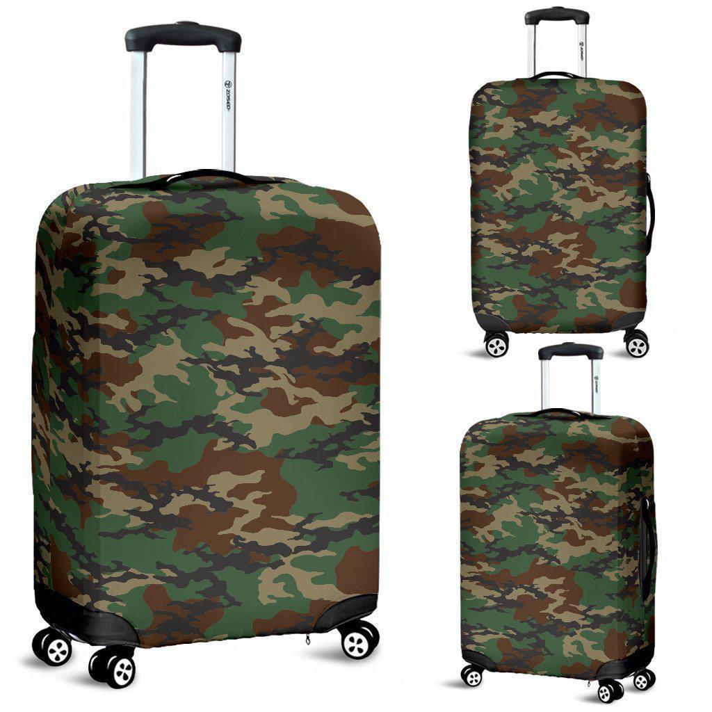 Green And Brown Camouflage Print Luggage Cover GearFrost