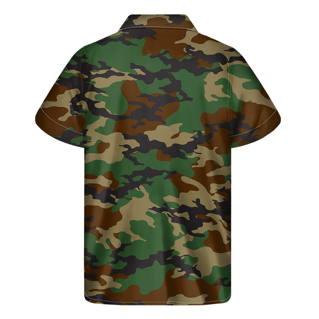 Green And Brown Camouflage Print Men's Short Sleeve Shirt