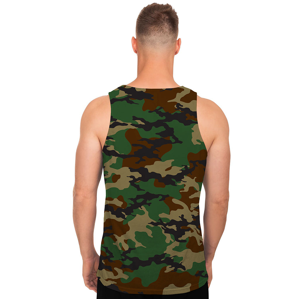Green And Brown Camouflage Print Men's Tank Top