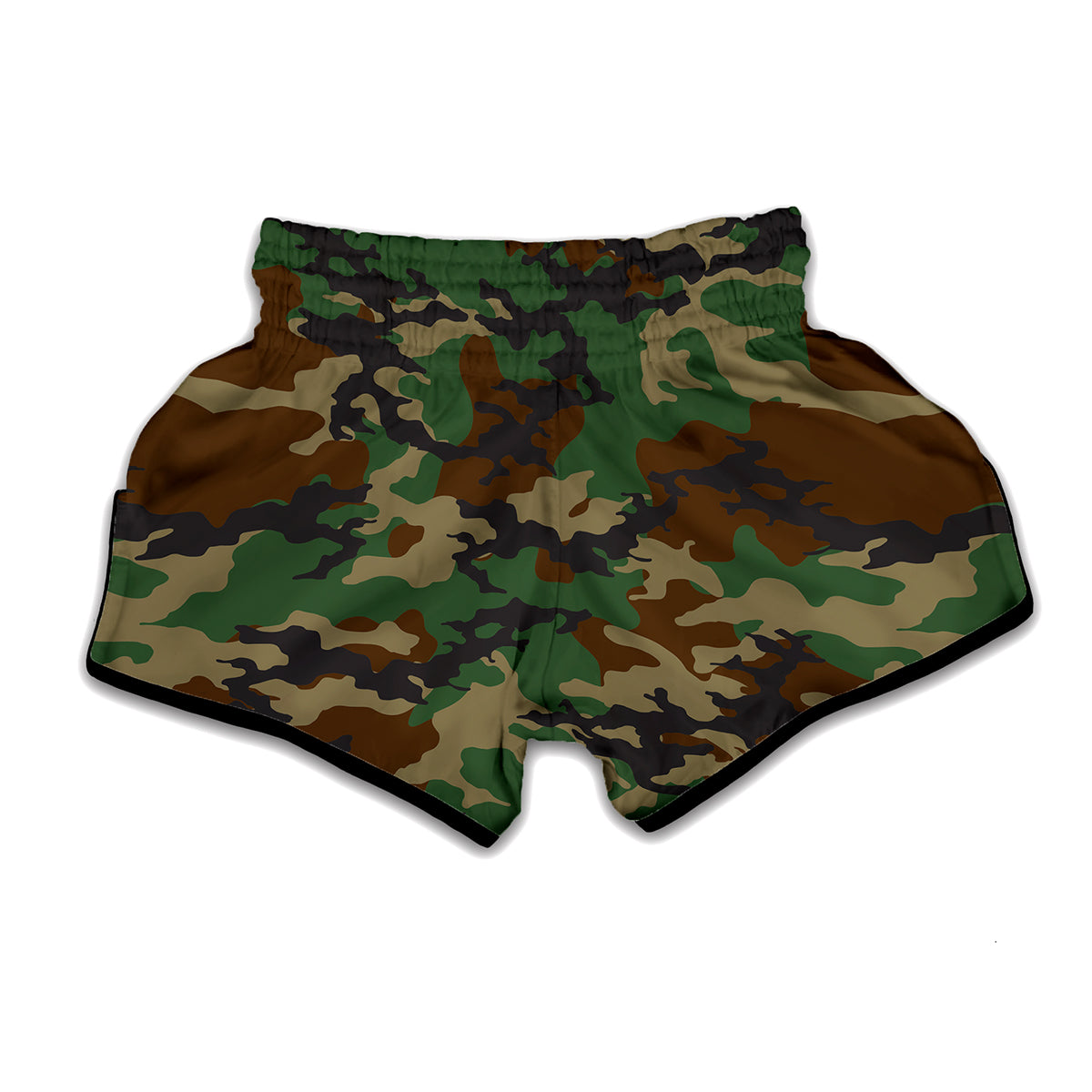 Green And Brown Camouflage Print Muay Thai Boxing Shorts