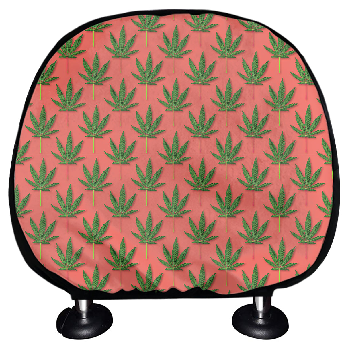 Green And Pink Cannabis Leaf Print Car Headrest Covers