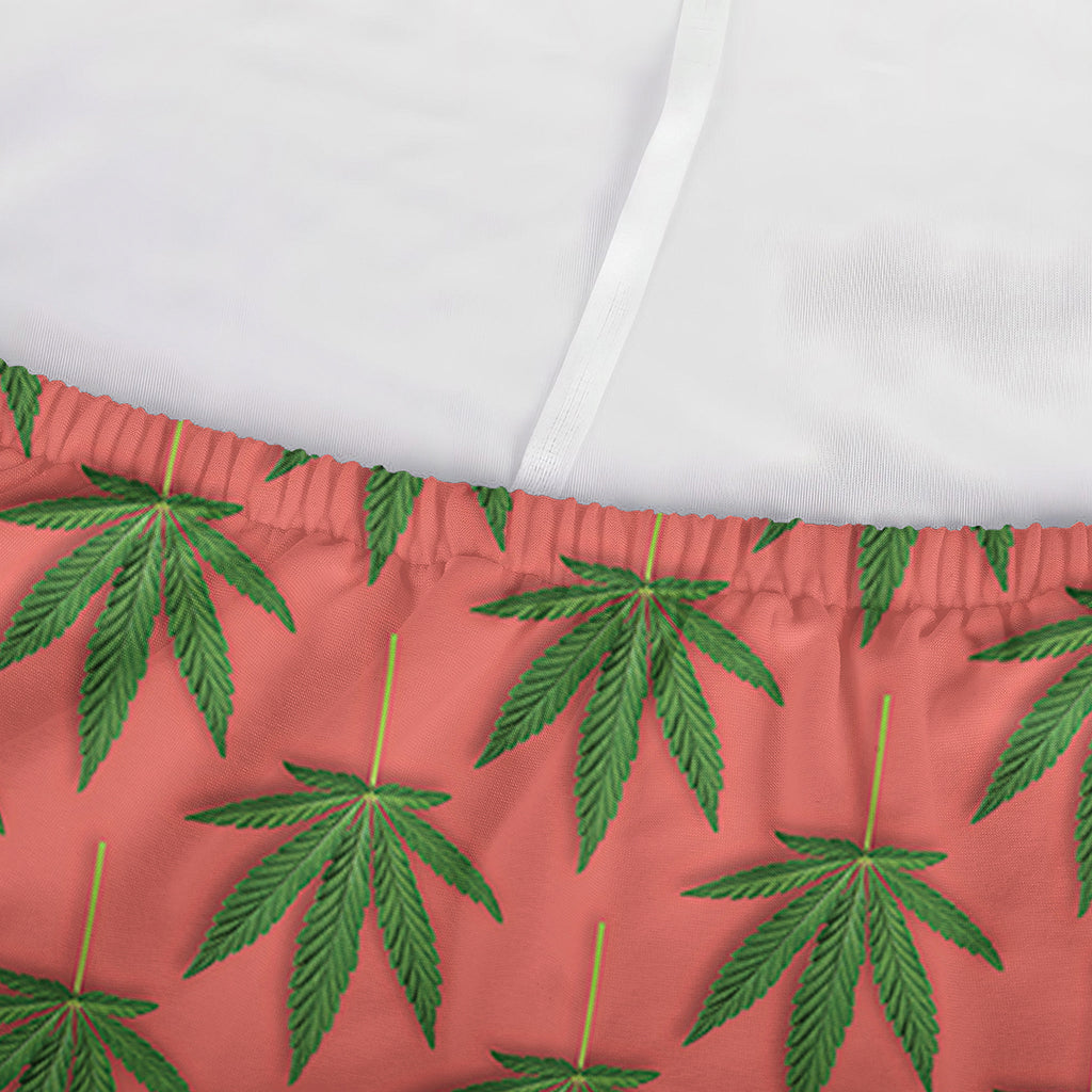 Green And Pink Cannabis Leaf Print Sofa Cover