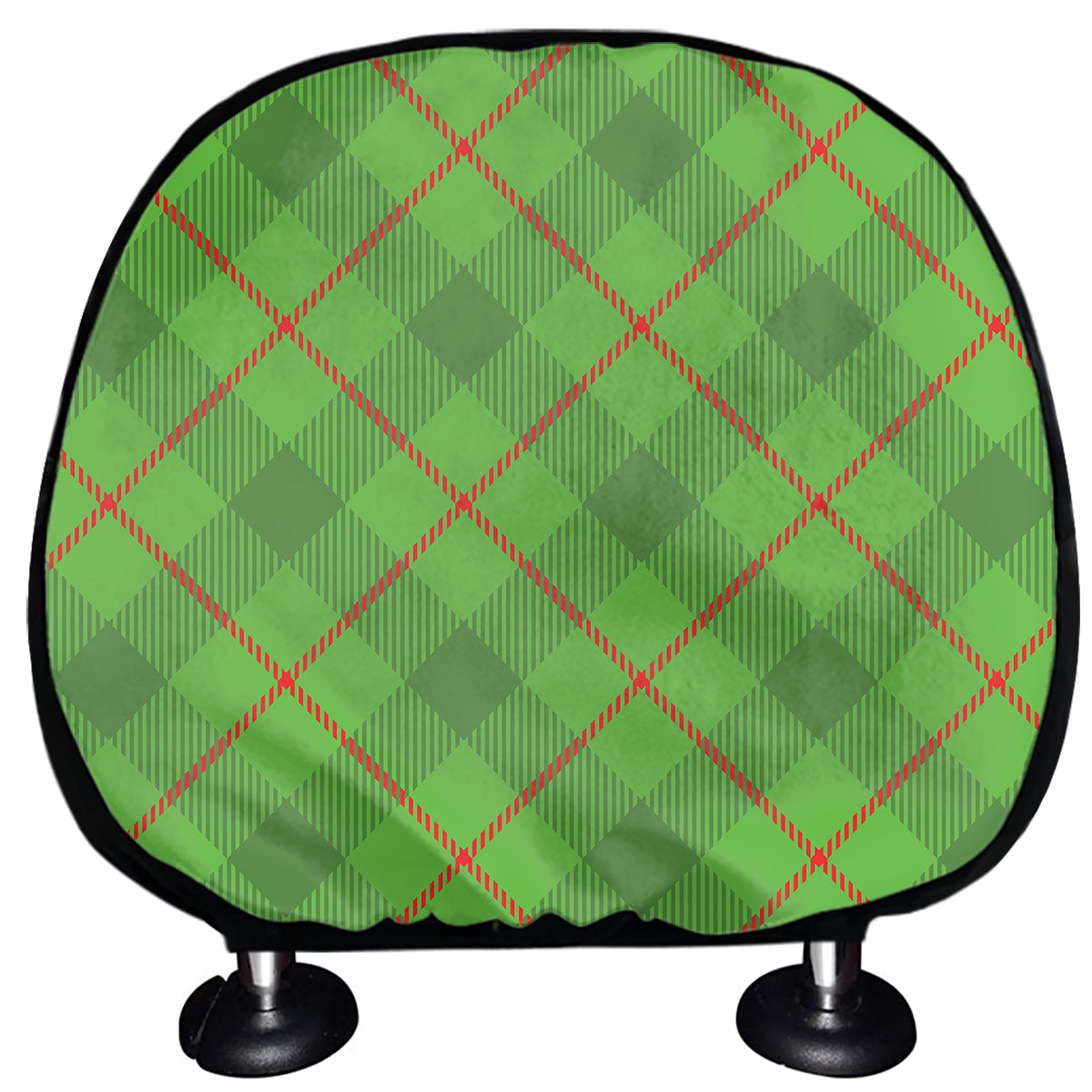 Green And Red Plaid Pattern Print Car Headrest Covers