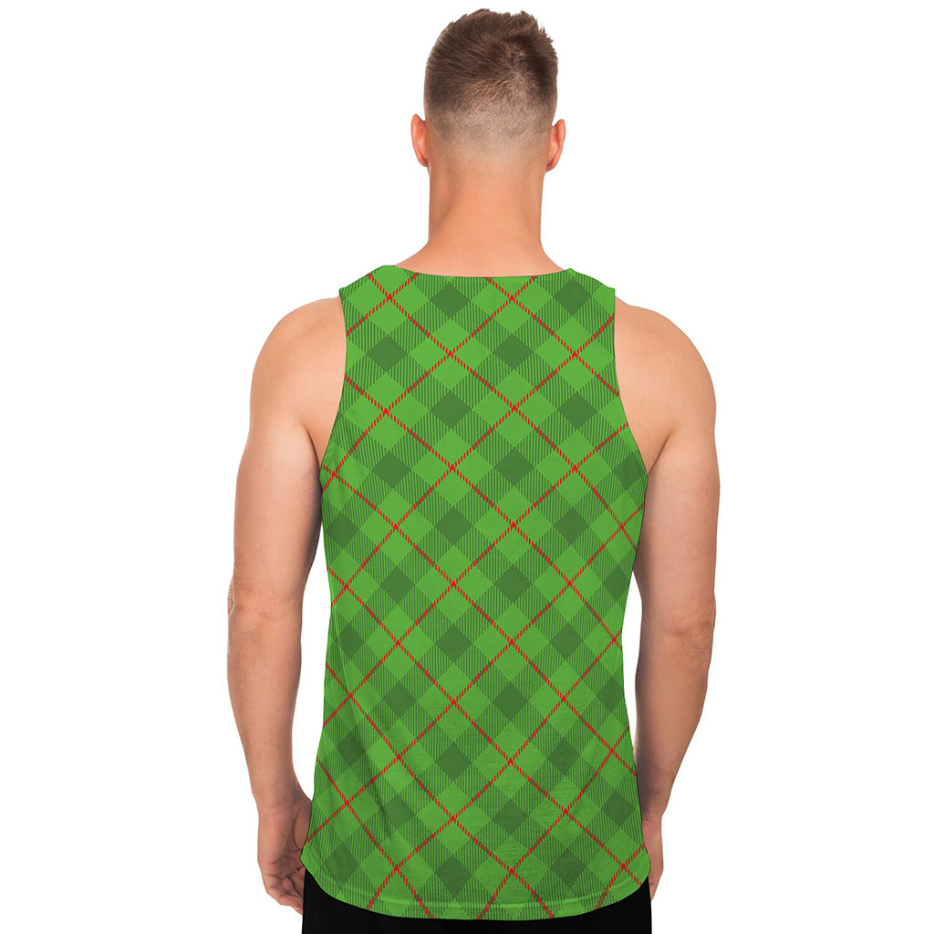 Green And Red Plaid Pattern Print Men's Tank Top