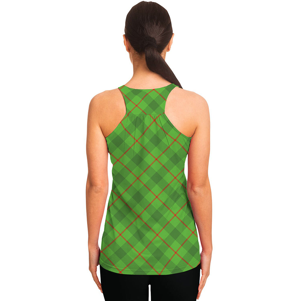 Green And Red Plaid Pattern Print Women's Racerback Tank Top