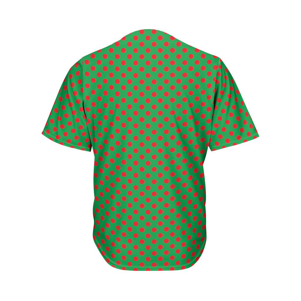 Green And Red Polka Dot Pattern Print Men's Baseball Jersey