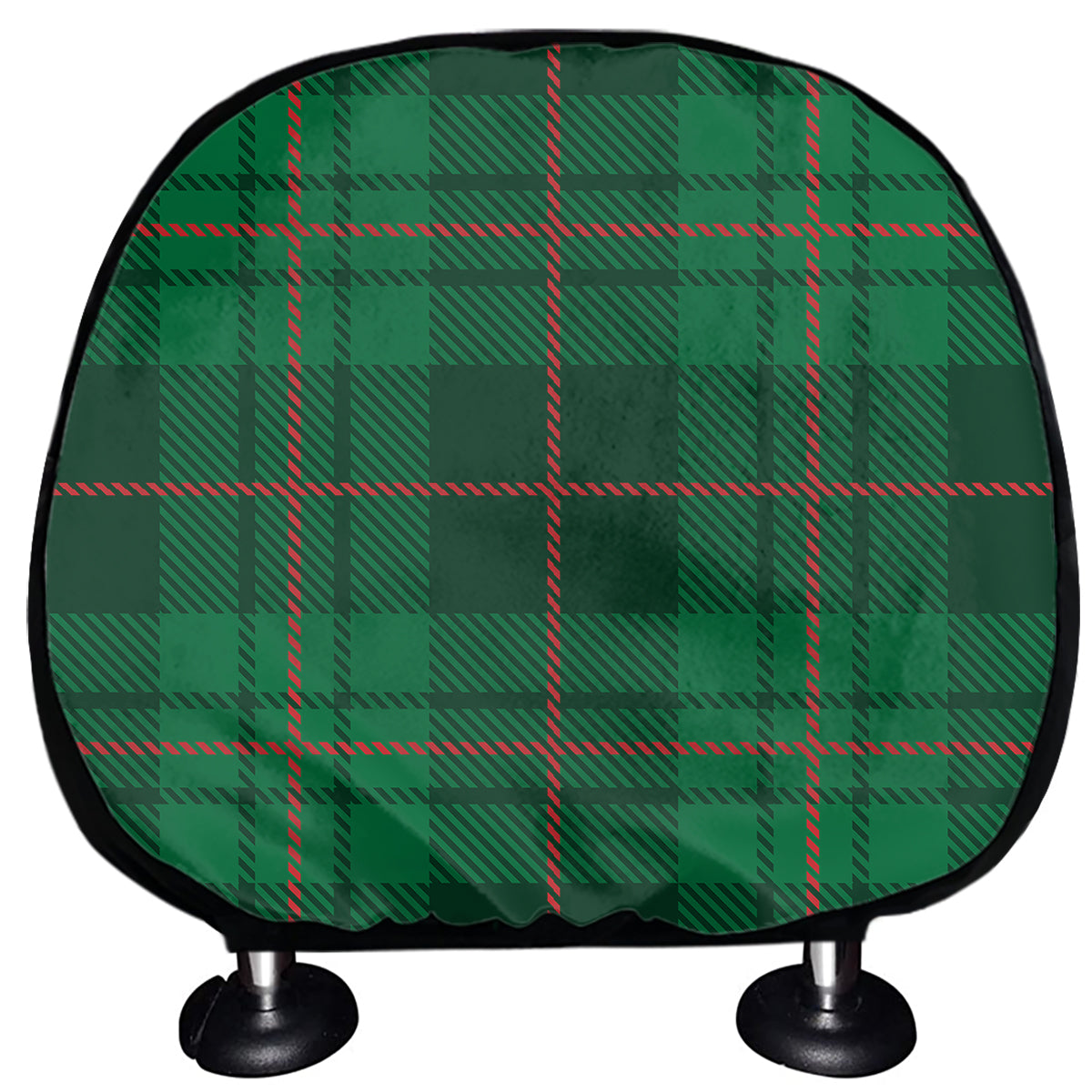 Green And Red Stewart Tartan Print Car Headrest Covers
