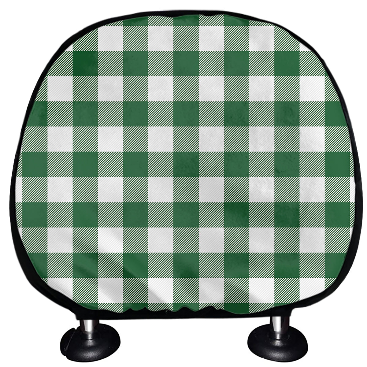 Green And White Buffalo Check Print Car Headrest Covers
