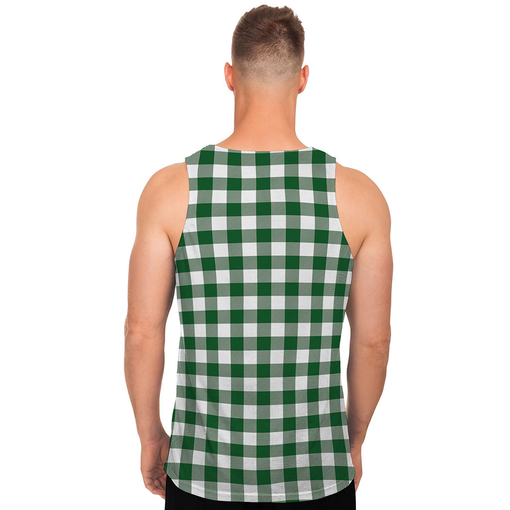 Green And White Buffalo Check Print Men's Tank Top