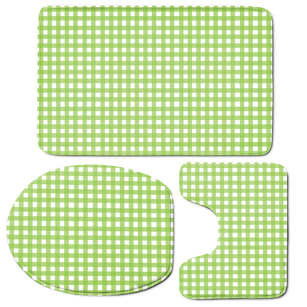 Green And White Check Pattern Print 3 Piece Bath Mat Set