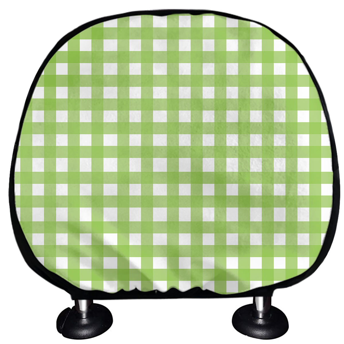Green And White Check Pattern Print Car Headrest Covers