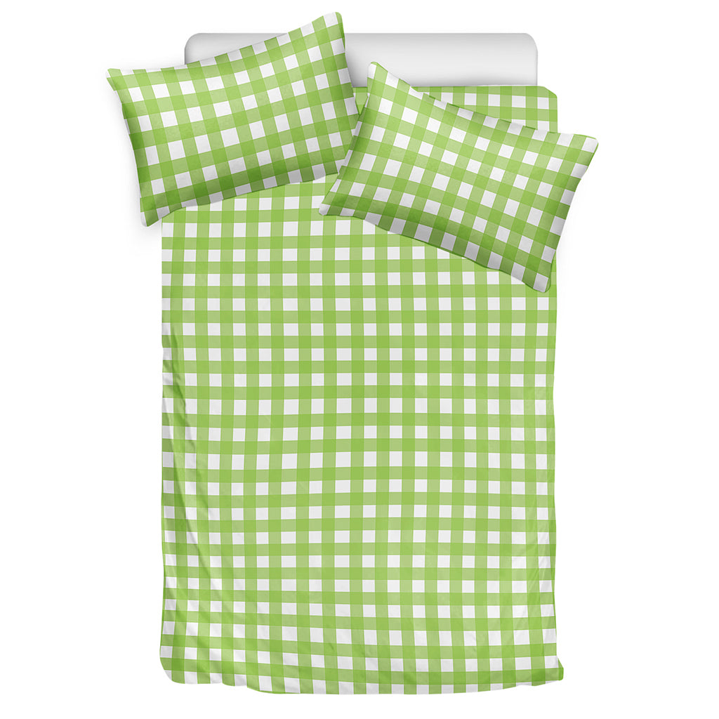 Green And White Check Pattern Print Duvet Cover Bedding Set