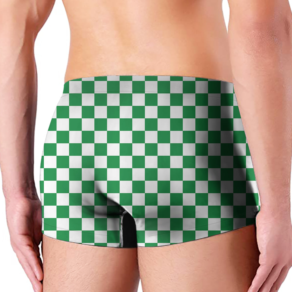 Green And White Checkered Pattern Print Men's Boxer Briefs