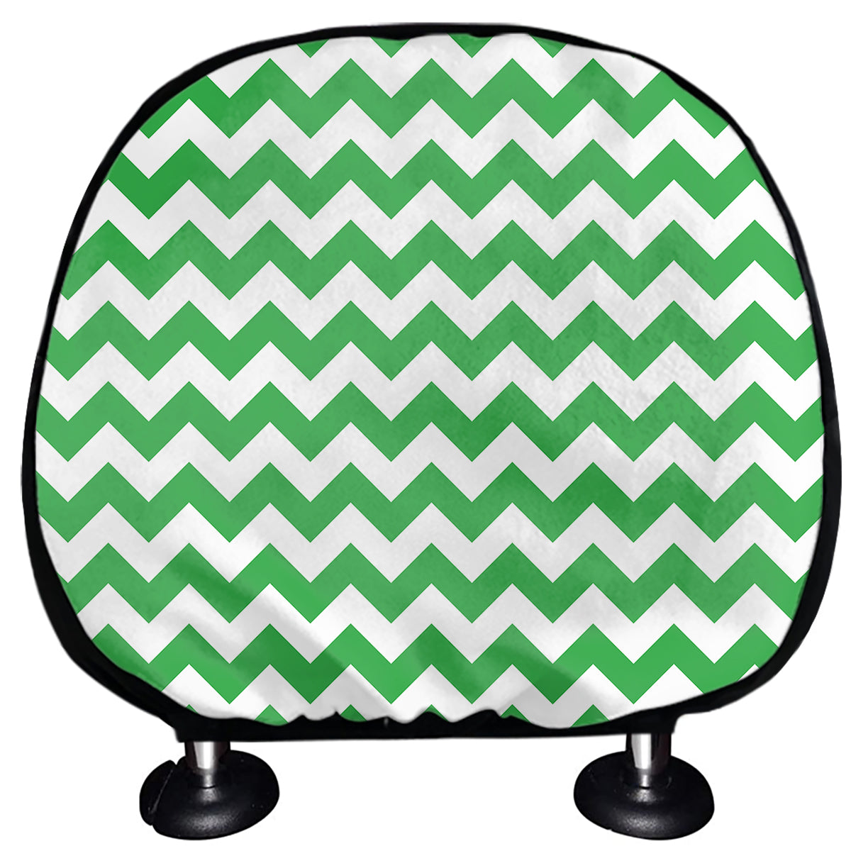 Green And White Chevron Pattern Print Car Headrest Covers