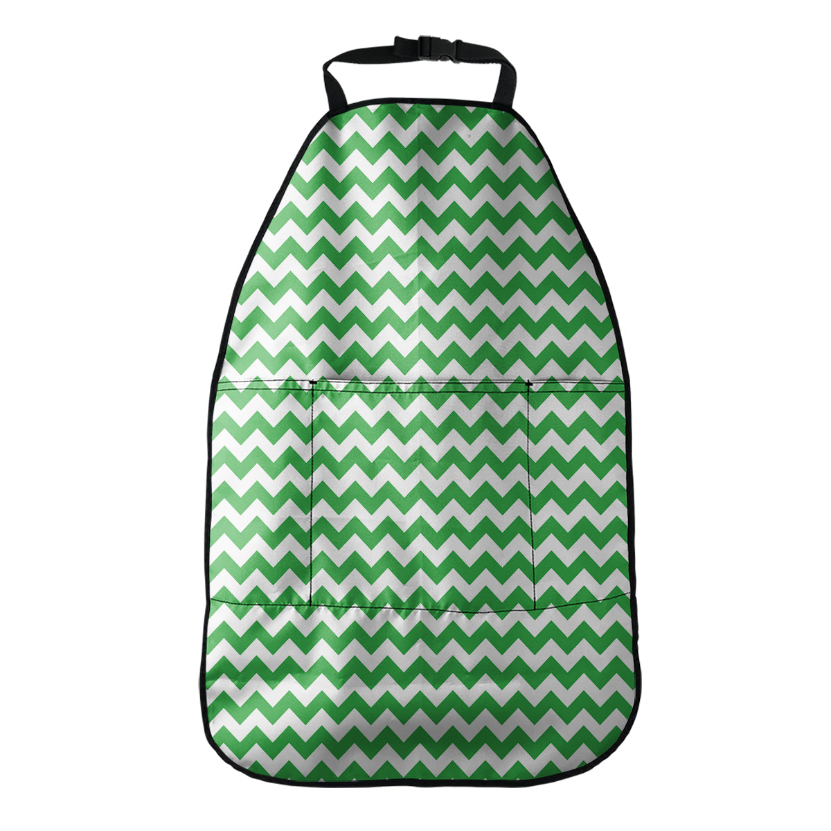 Green And White Chevron Pattern Print Car Seat Organizers