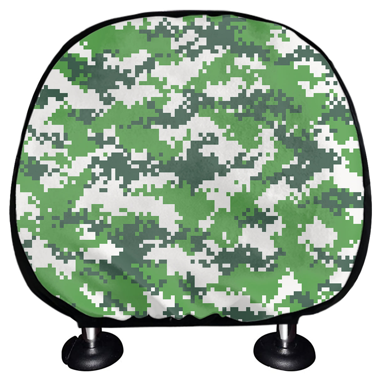 Green And White Digital Camo Print Car Headrest Covers