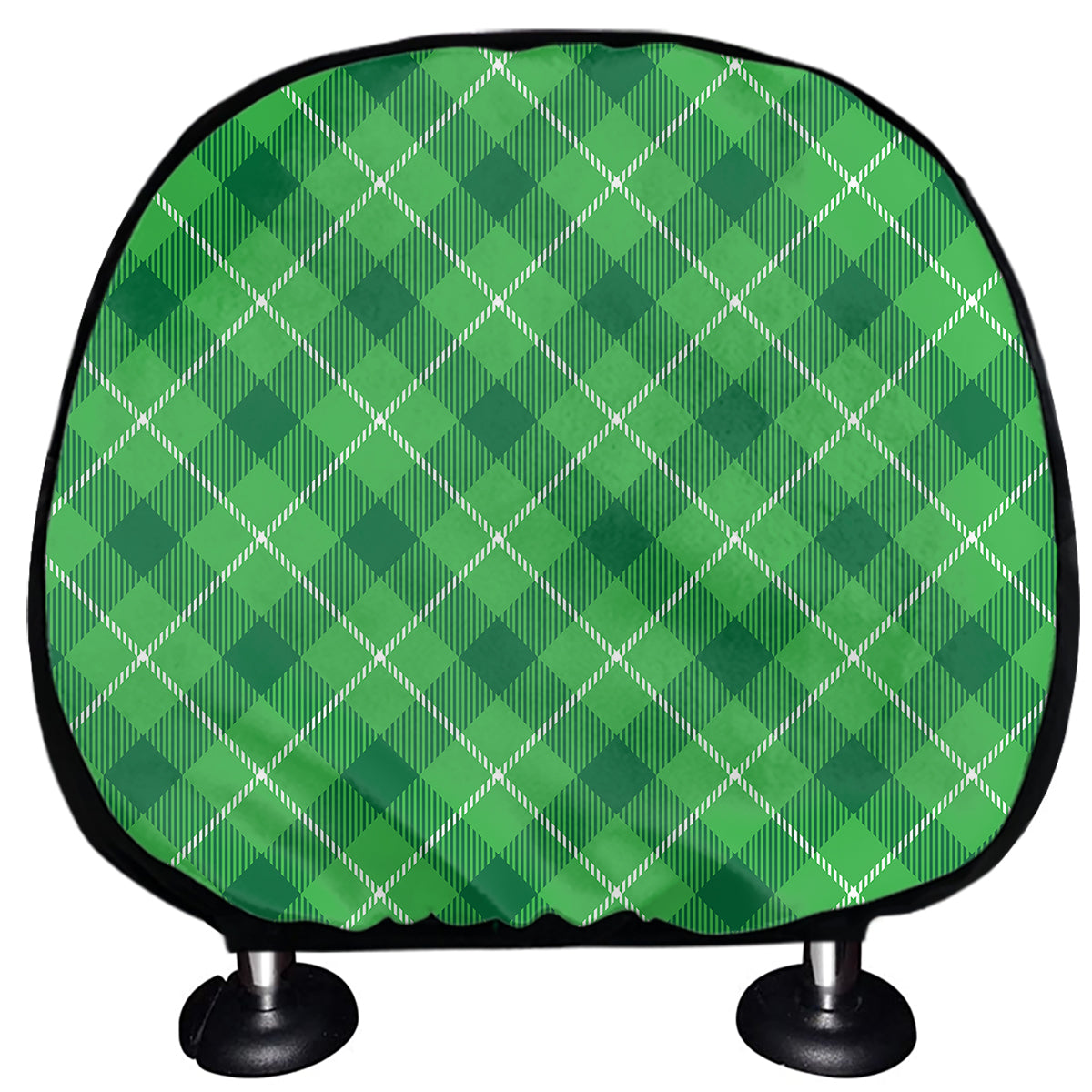 Green And White Plaid Pattern Print Car Headrest Covers