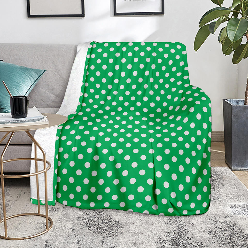 Green And White Polka Dot Pattern Print Blanket