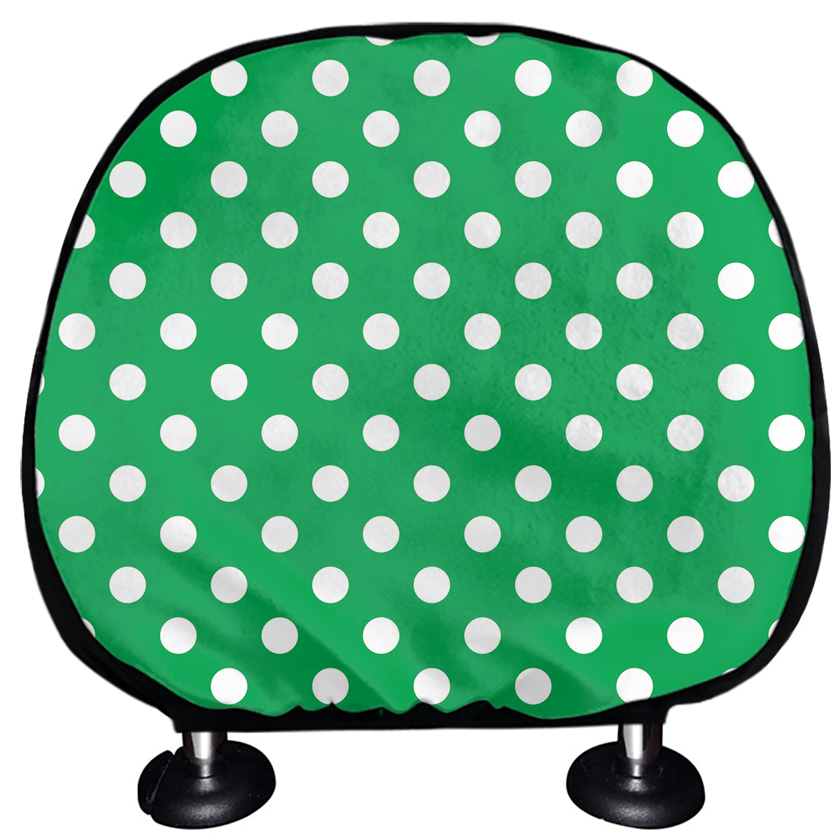 Green And White Polka Dot Pattern Print Car Headrest Covers