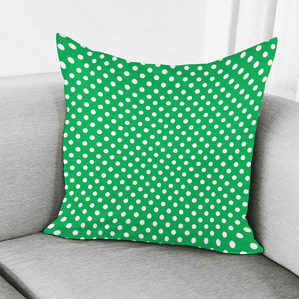 Green And White Polka Dot Pattern Print Pillow Cover