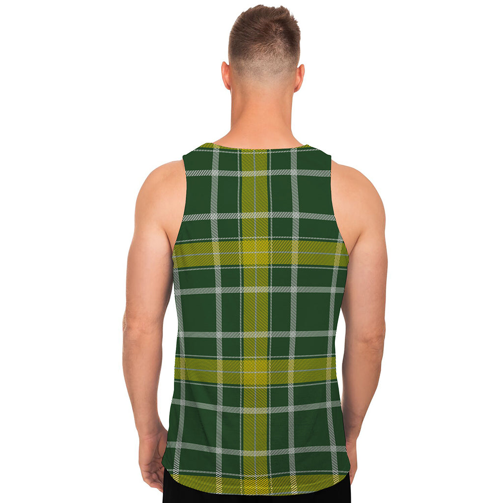 Green And Yellow Stewart Tartan Print Men's Tank Top