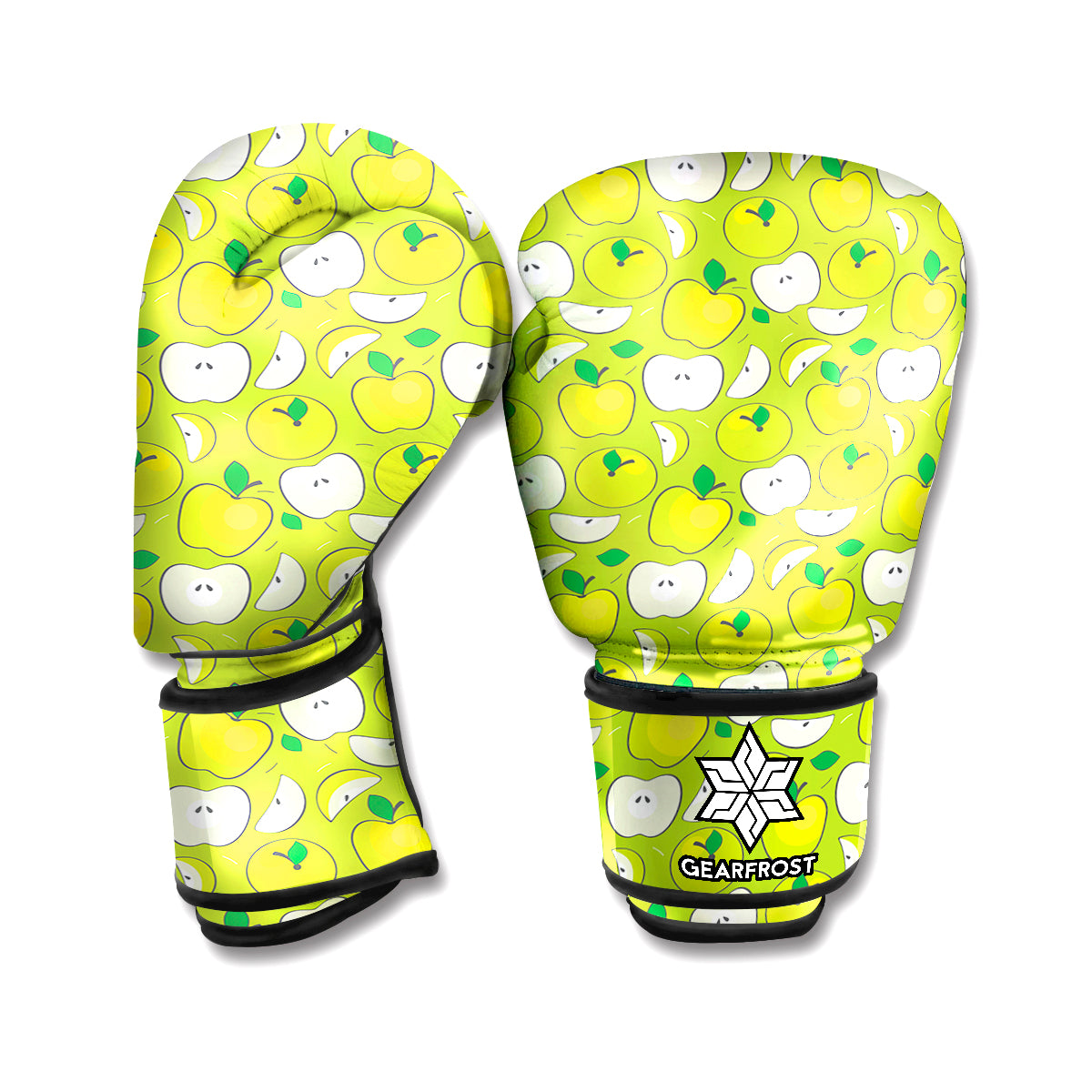 Green Apple Fruit Pattern Print Boxing Gloves