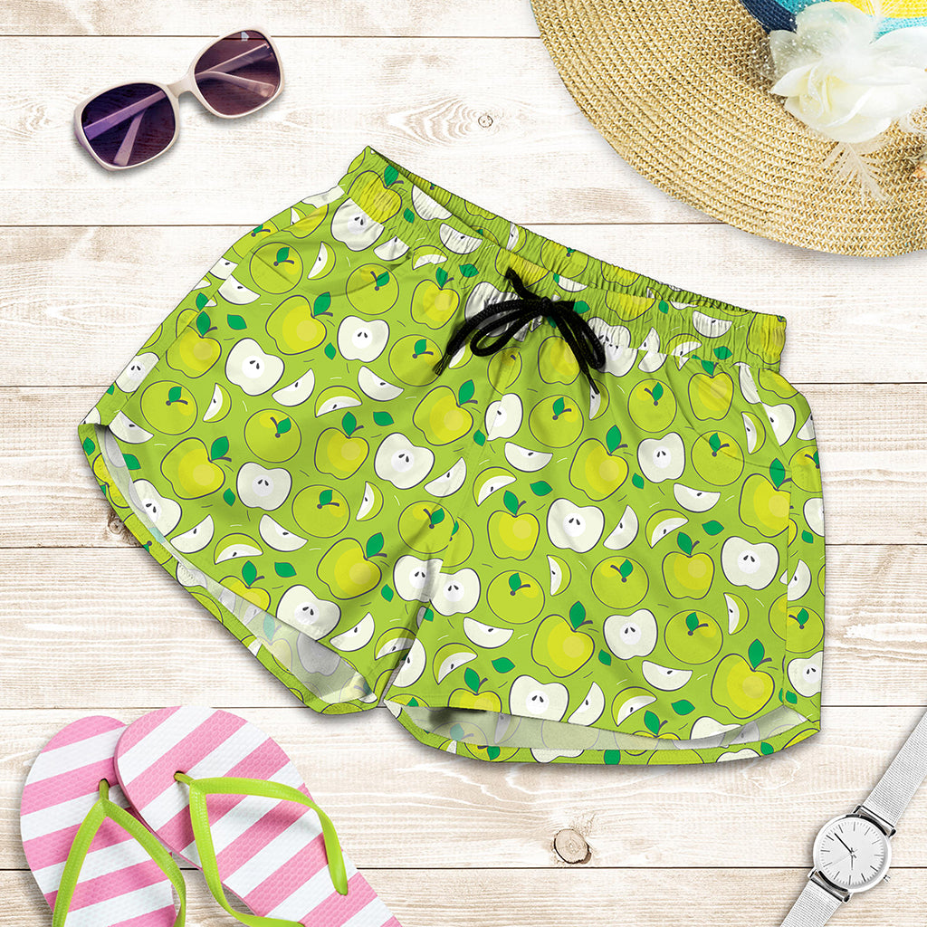 Green Apple Fruit Pattern Print Women's Shorts