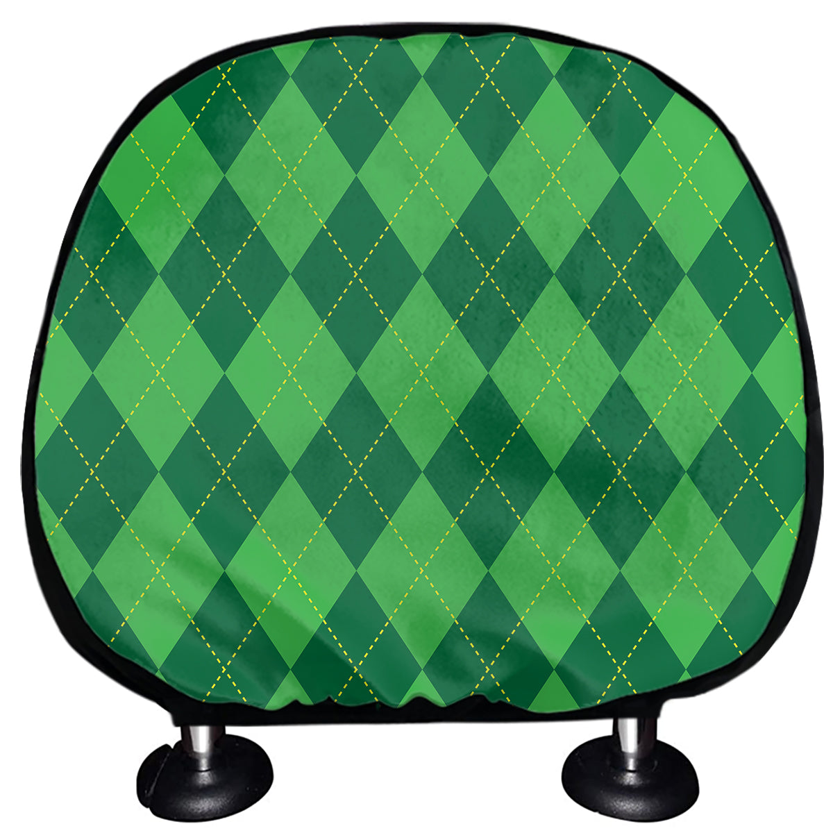 Green Argyle Pattern Print Car Headrest Covers