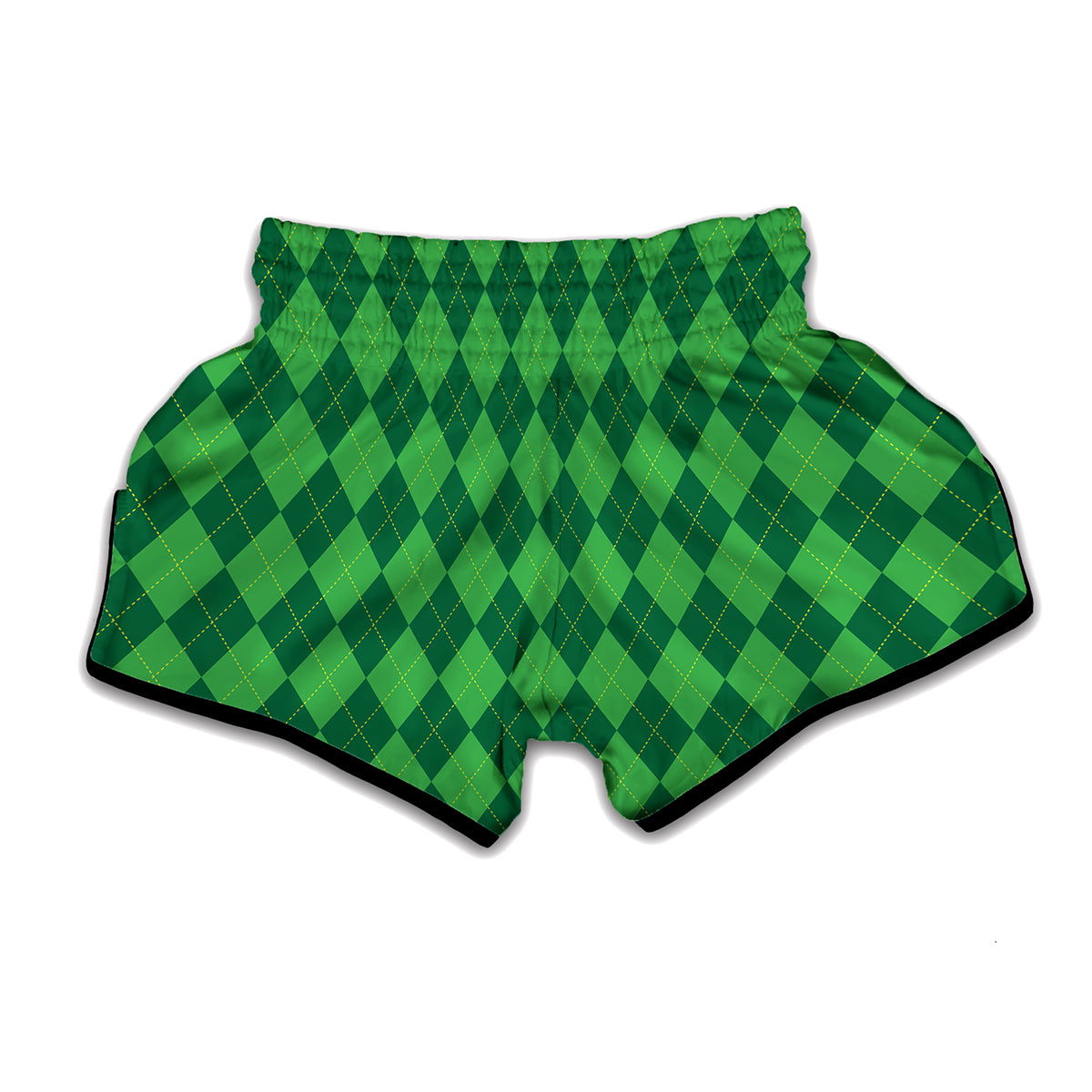 Green Argyle Pattern Print Muay Thai Boxing Shorts