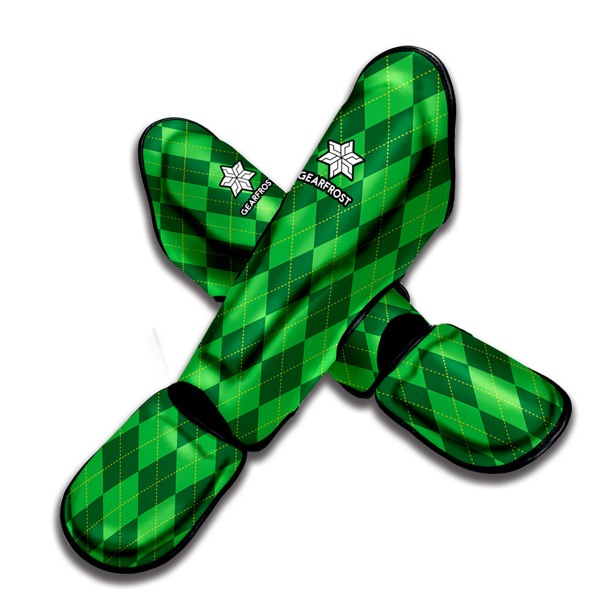 Green Argyle Pattern Print Muay Thai Shin Guard