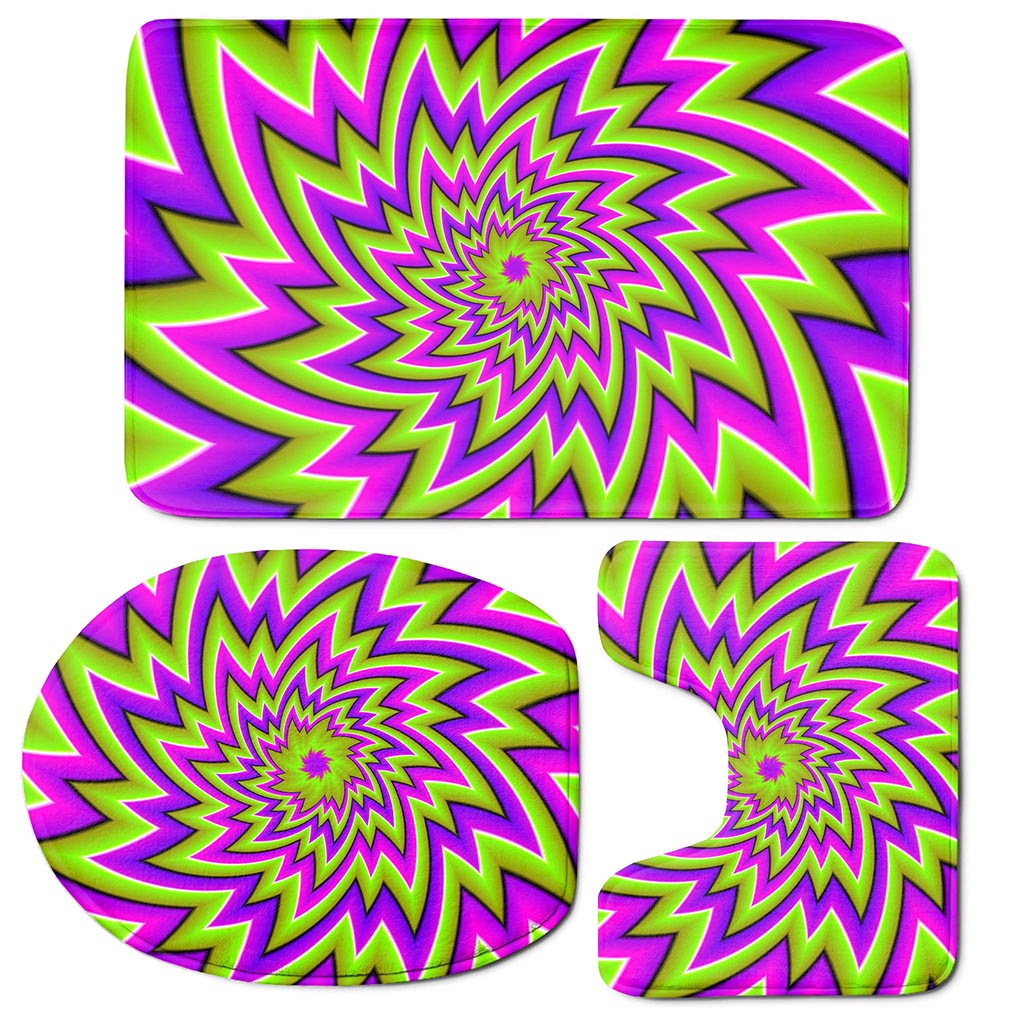Green Big Bang Moving Optical Illusion 3 Piece Bath Mat Set