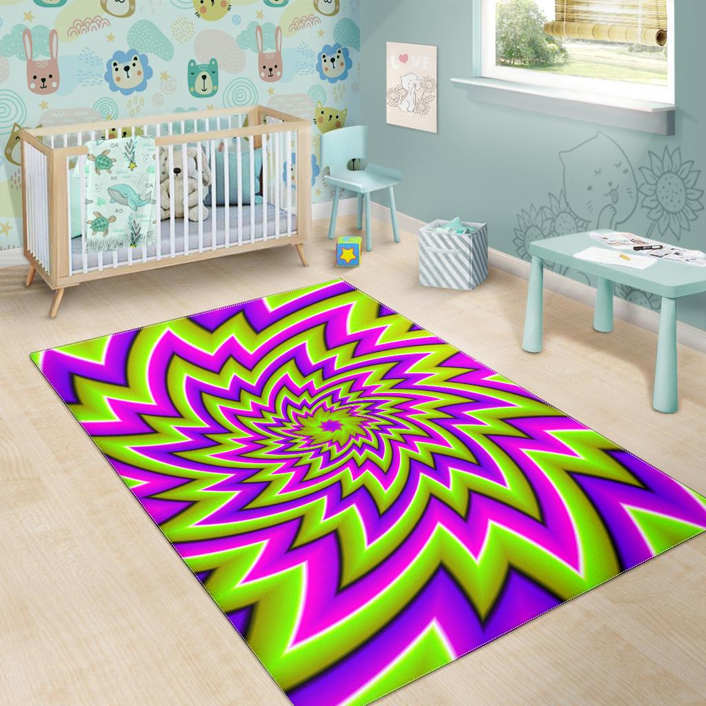 Green Big Bang Moving Optical Illusion Area Rug GearFrost