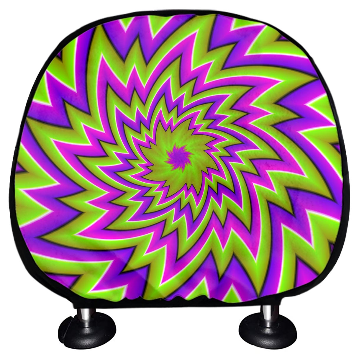 Green Big Bang Moving Optical Illusion Car Headrest Covers