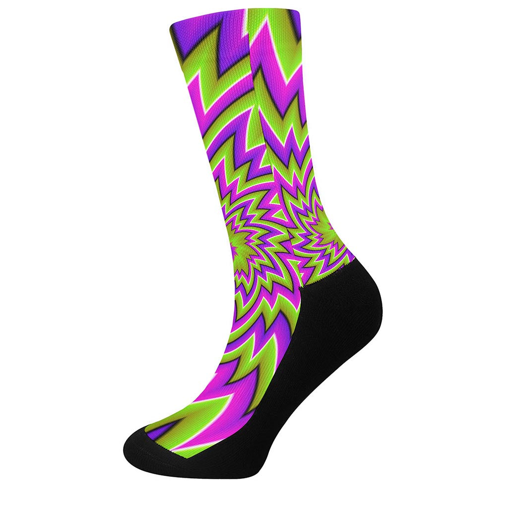 Green Big Bang Moving Optical Illusion Crew Socks