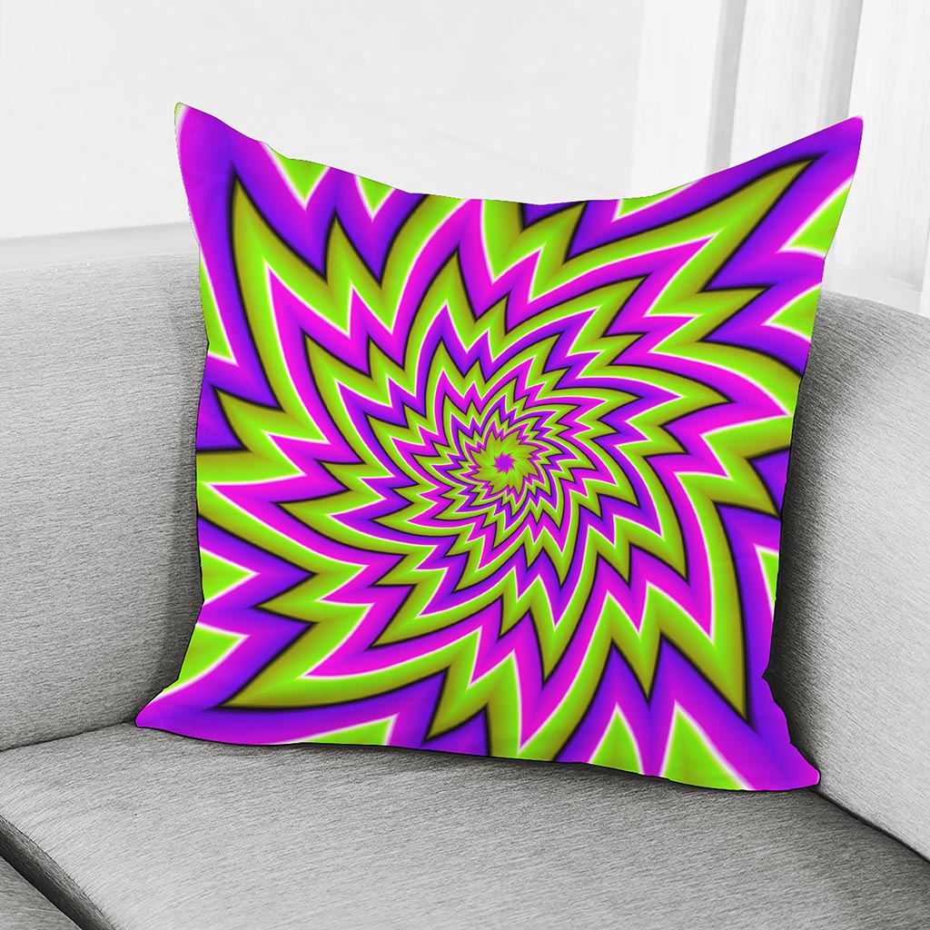 Green Big Bang Moving Optical Illusion Pillow Cover