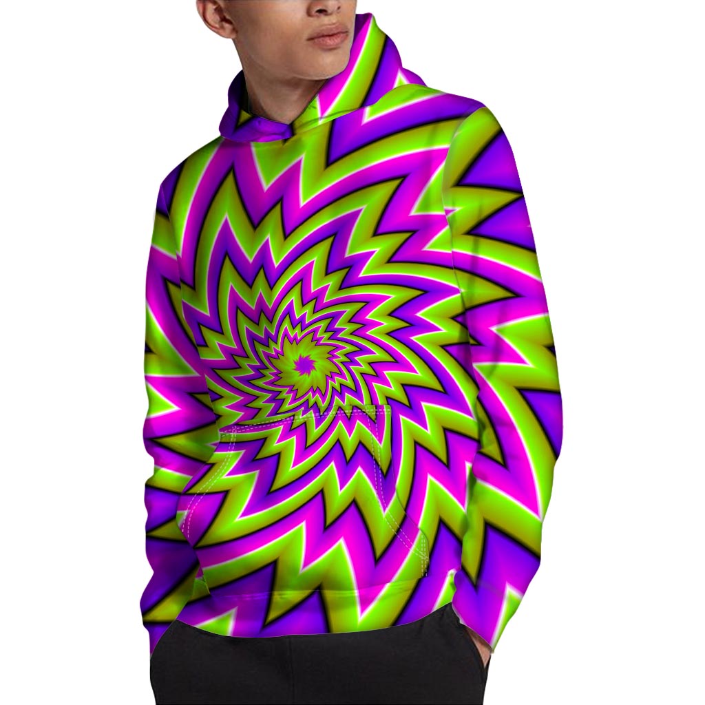 Green Big Bang Moving Optical Illusion Pullover Hoodie