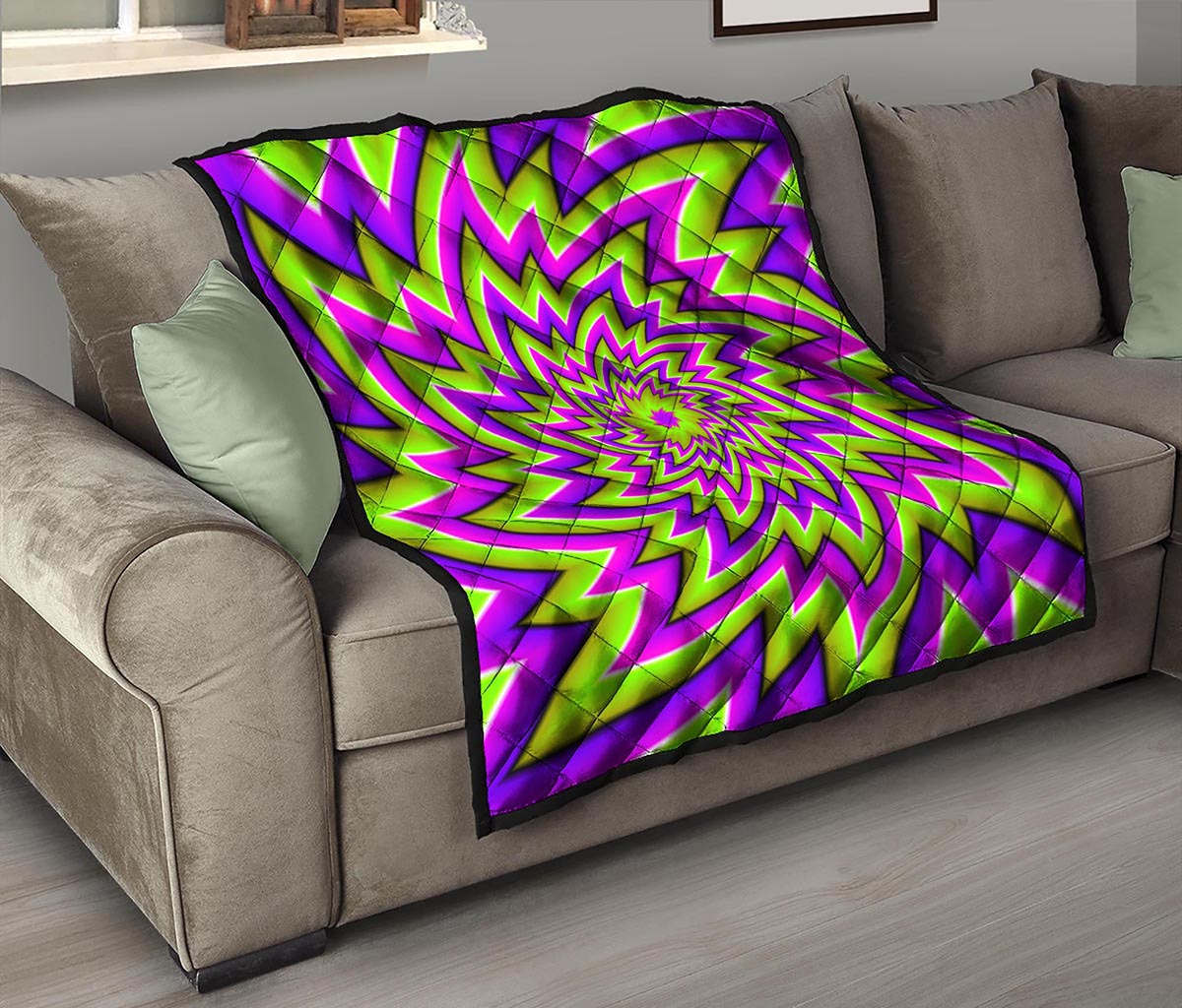 Green Big Bang Moving Optical Illusion Quilt