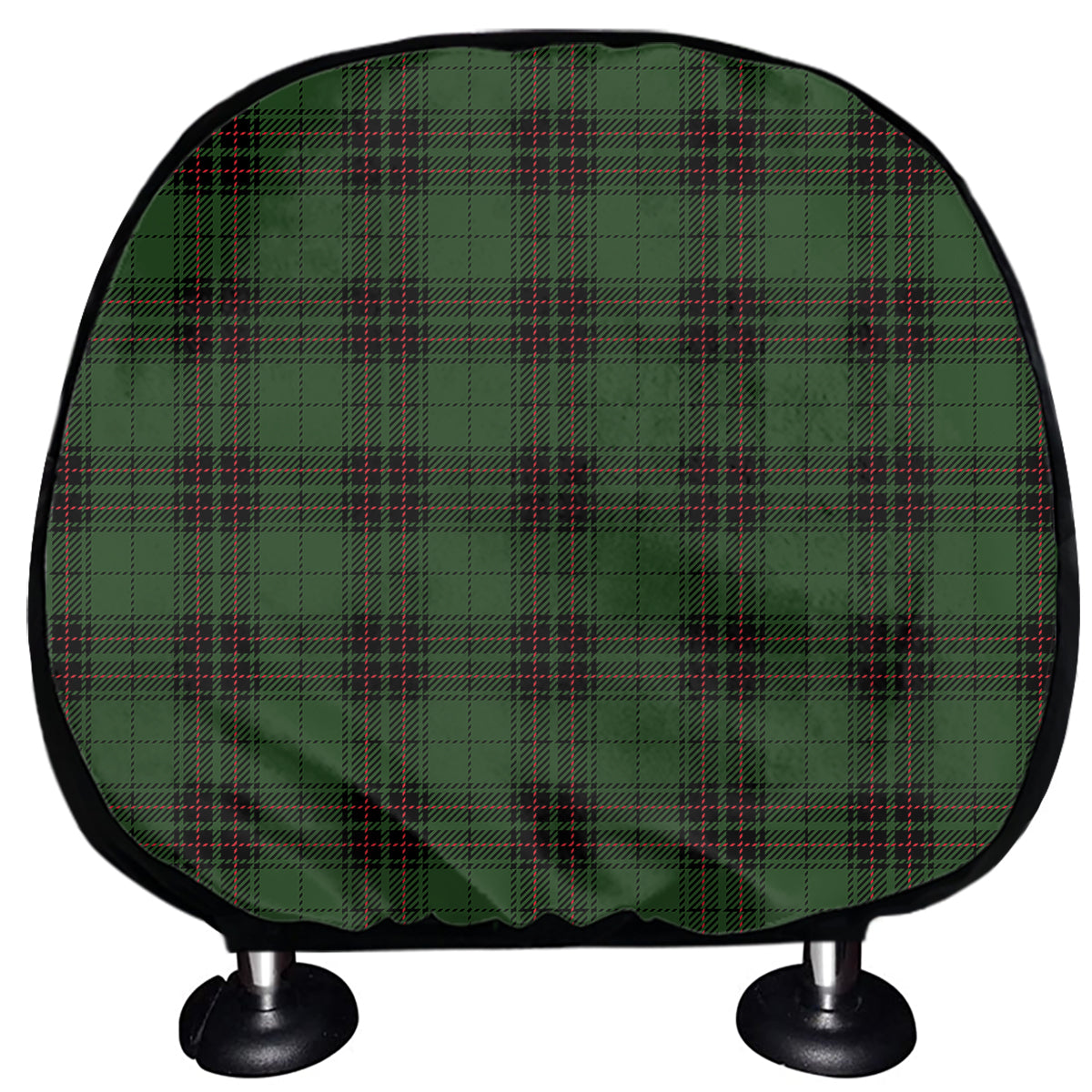 Green Black And Red Tartan Pattern Print Car Headrest Covers