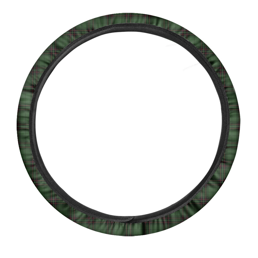 Green Black And Red Tartan Pattern Print Car Steering Wheel Cover