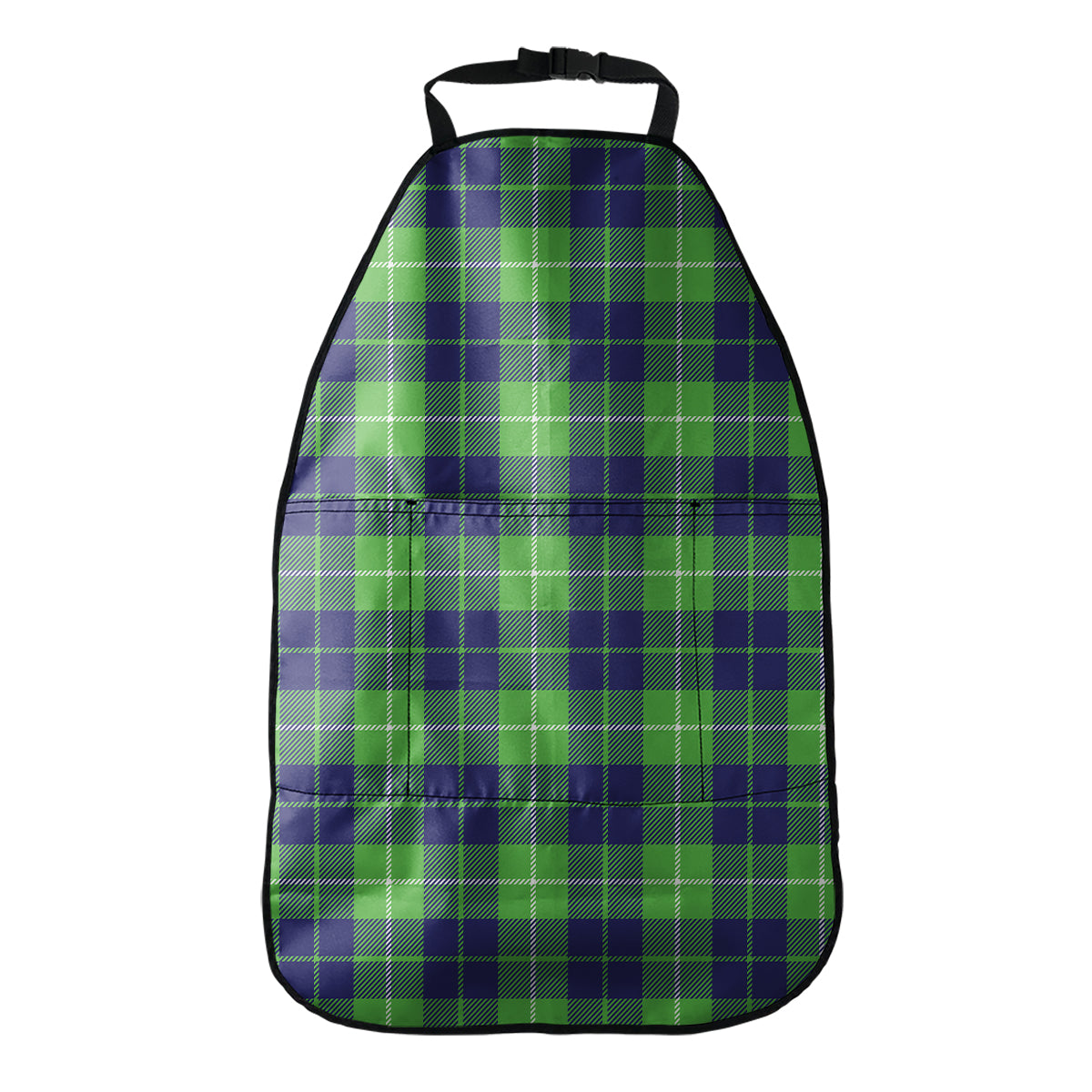 Green Blue And White Tartan Print Car Seat Organizers