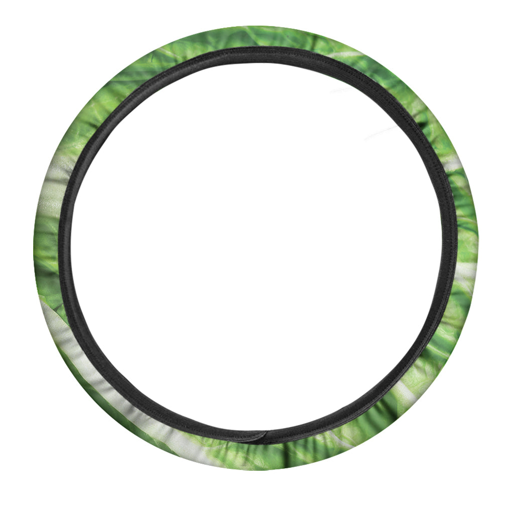Green Cabbage Leaf Print Car Steering Wheel Cover