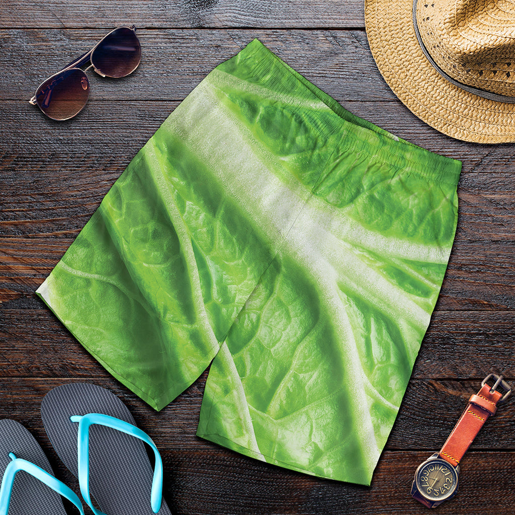 Green Cabbage Leaf Print Men's Shorts