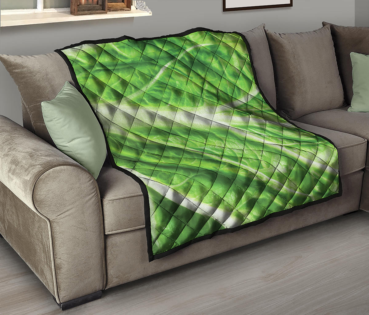 Green Cabbage Leaf Print Quilt