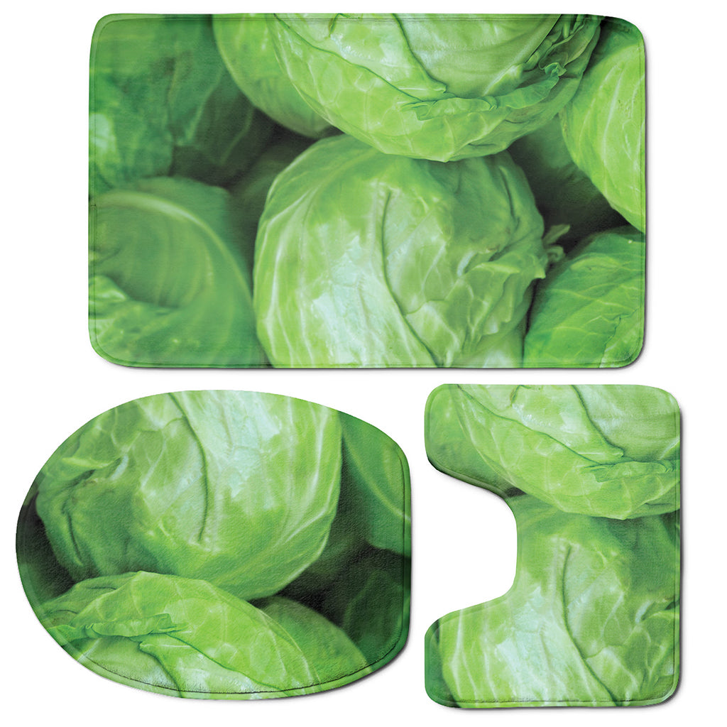 Green Cabbage Print 3 Piece Bath Mat Set