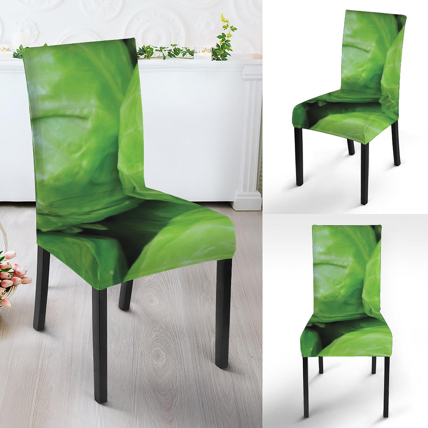 Green Cabbage Print Dining Chair Slipcover