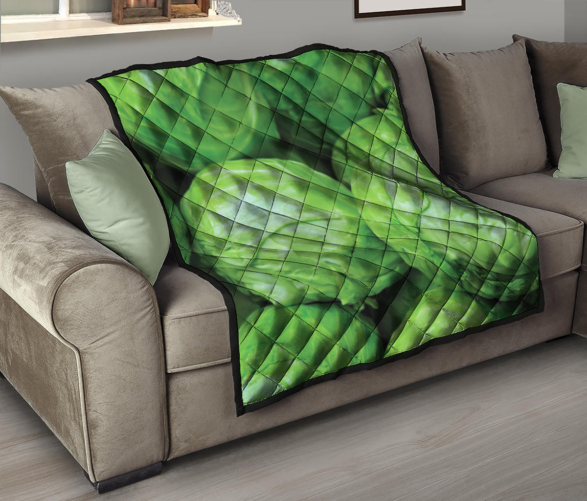 Green Cabbage Print Quilt