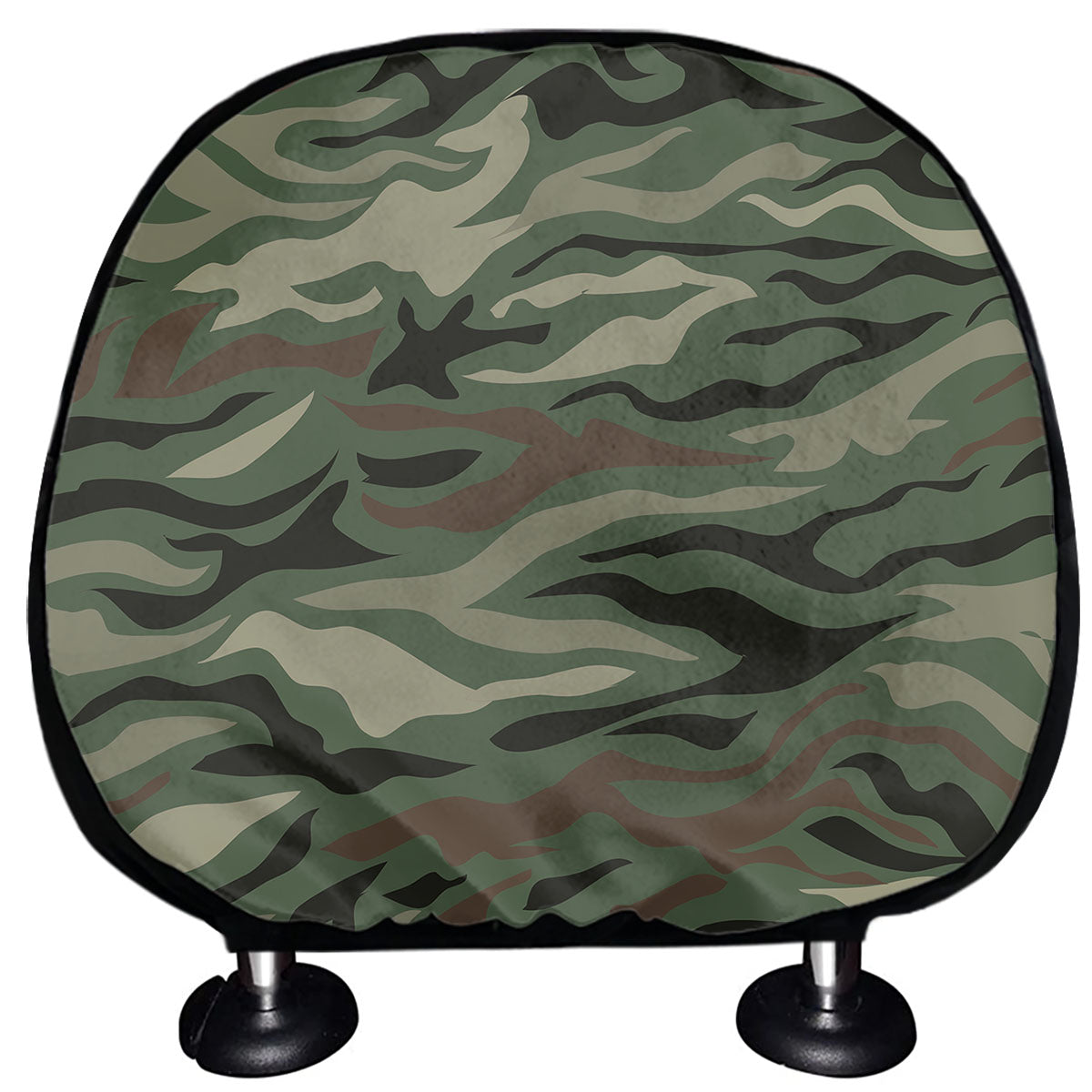 Green Camo Zebra Pattern Print Car Headrest Covers