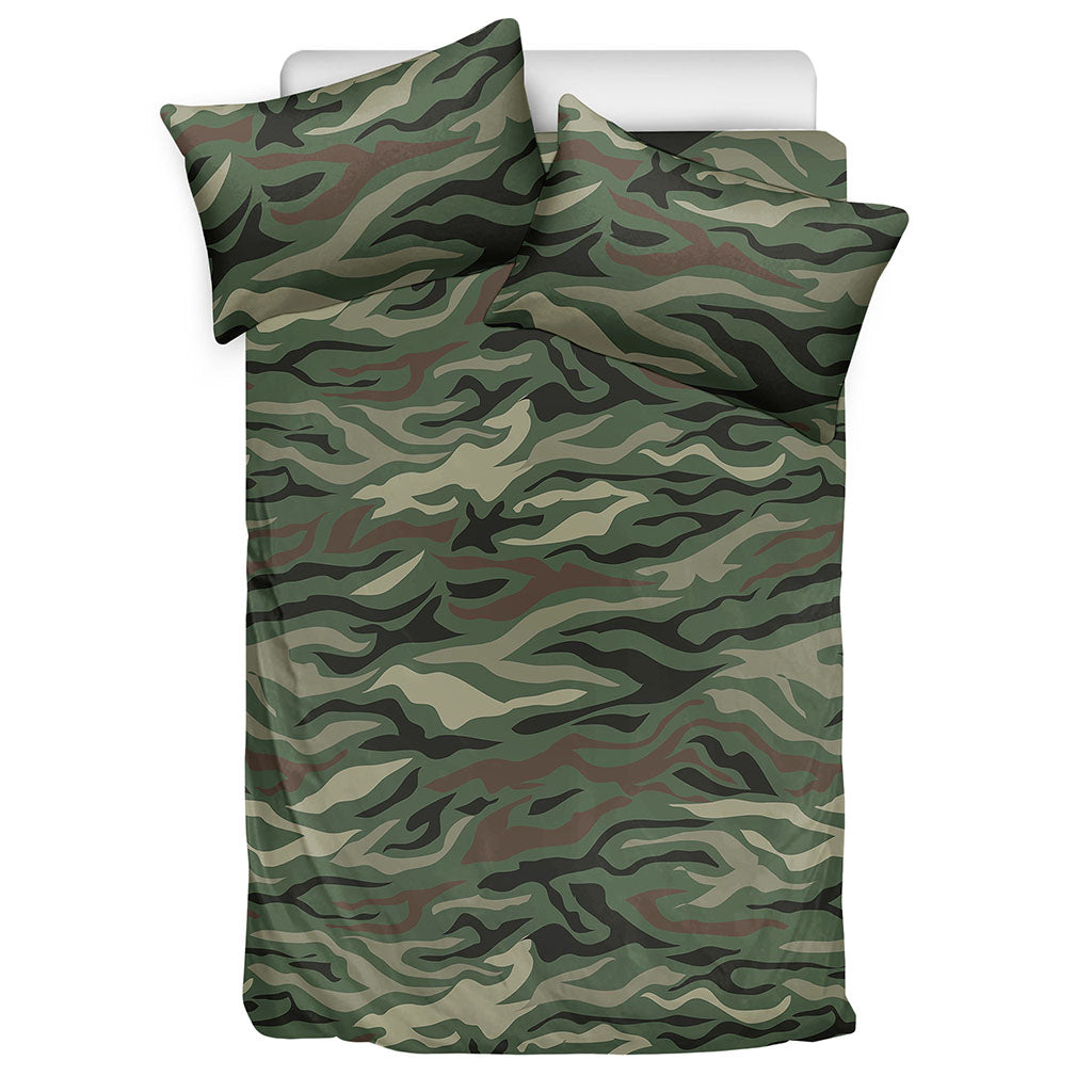 Green Camo Zebra Pattern Print Duvet Cover Bedding Set