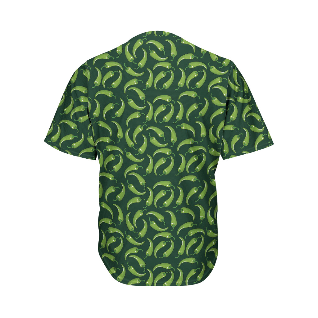 Green Chili Peppers Pattern Print Men's Baseball Jersey