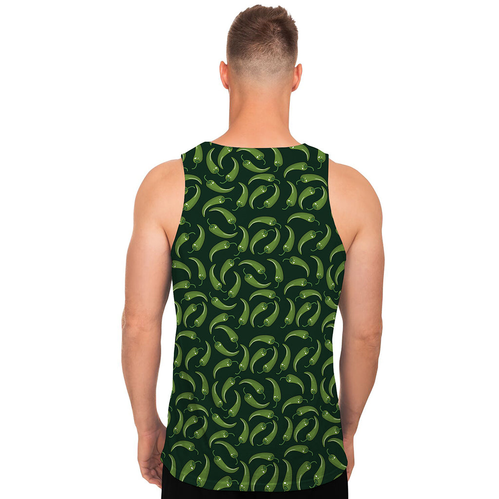 Green Chili Peppers Pattern Print Men's Tank Top